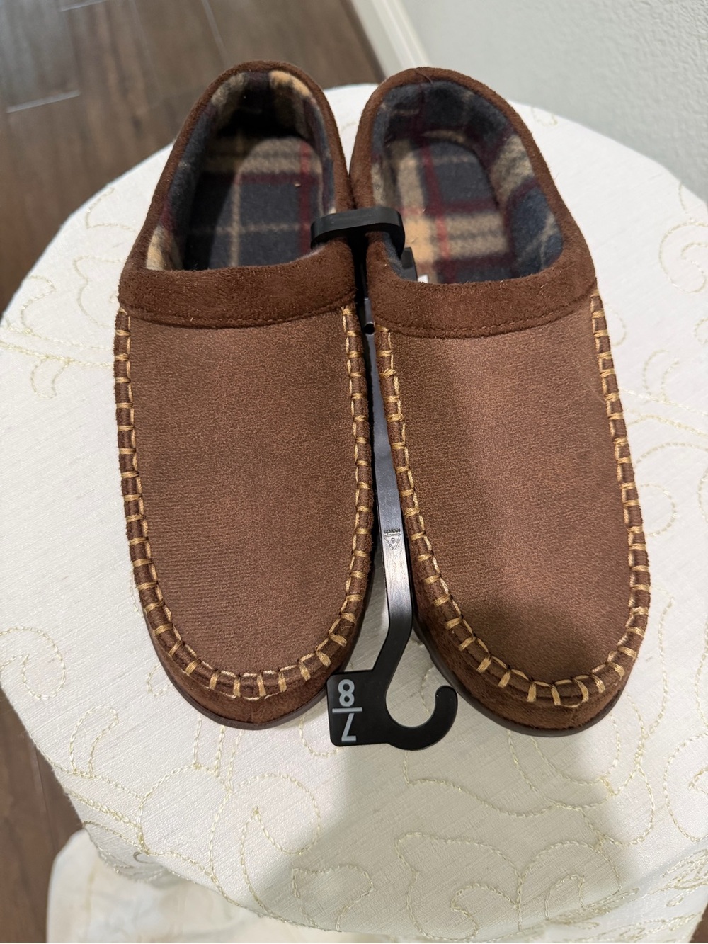 George Brown Suede-Style Moccasin Slippers